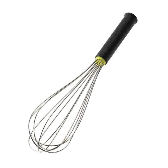 Length: 255mm. Heat resistant handle. Eight heavy wires.