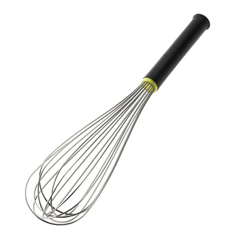 Length: 355mm. Heat resistant handle. Eight heavy wires.