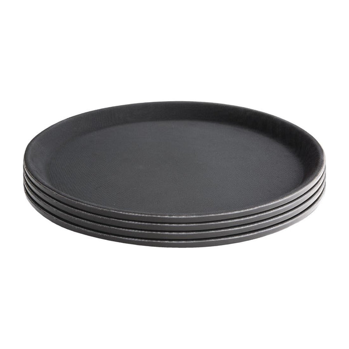 Olympia Kristallon Polypropylene Round Non-Slip Tray Black 280mm Olympia