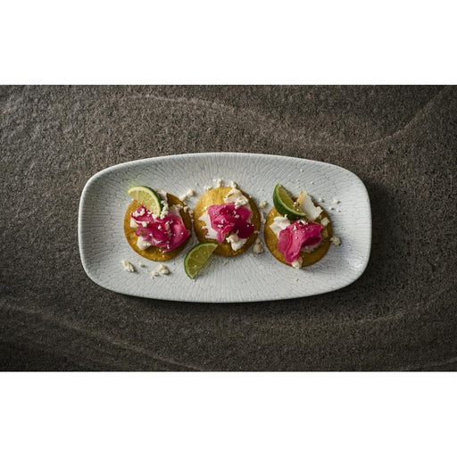 Churchill Delta Grey Oblong Plates 355x189mm (6 Pack) Churchill Super Vitrified