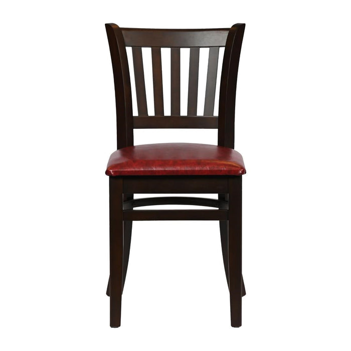 Turin Dining Table with 4 Manhattan Chairs in Dark Walnut with Bison Bordeaux Everyday