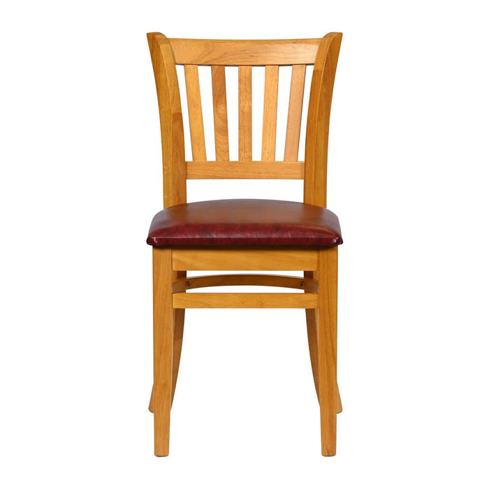 Turin Dining Table with 4 Manhattan Chairs in Soft Oak with Bison Bordeaux Everyday