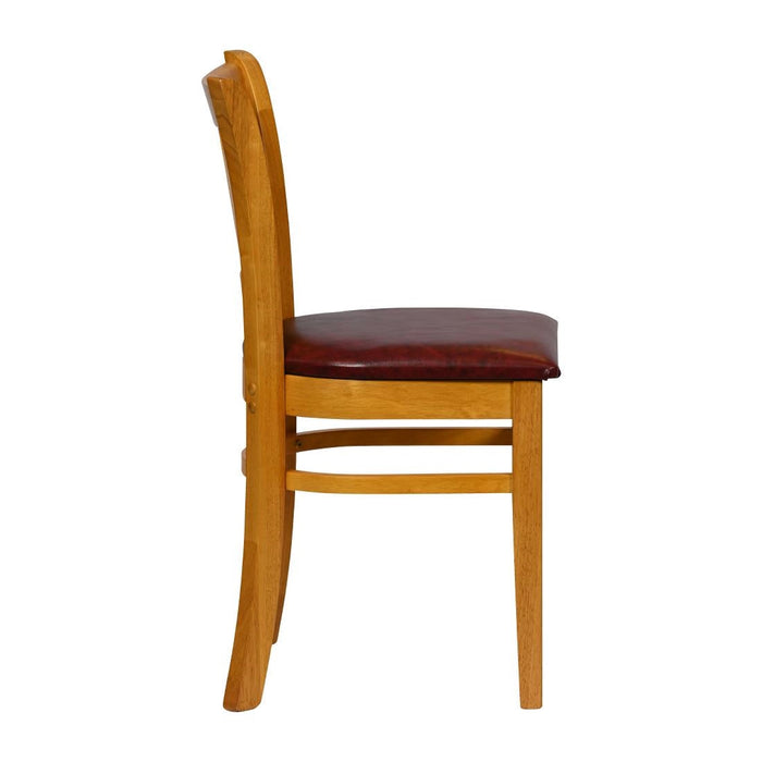 Turin Dining Table with 4 Manhattan Chairs in Soft Oak with Bison Bordeaux Everyday