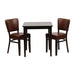 Table: 740(H)x 700(W)x700(D)mm. 2x Chairs: 820(H)x400(W)x470(D)mm