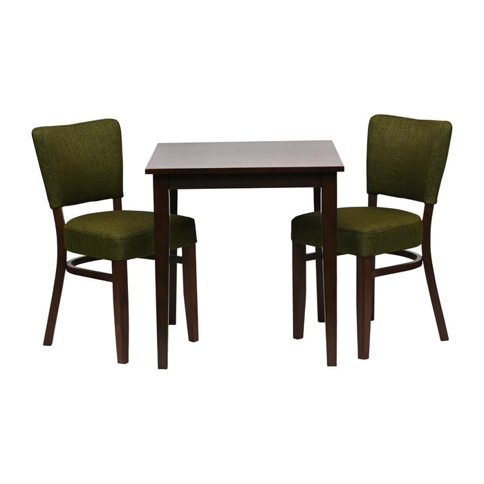 Table: 740(H)x 700(W)x700(D)mm. 2x Chairs: 820(H)x400(W)x470(D)mm