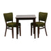 Table: 740(H)x 700(W)x700(D)mm. 2x Chairs: 820(H)x400(W)x470(D)mm