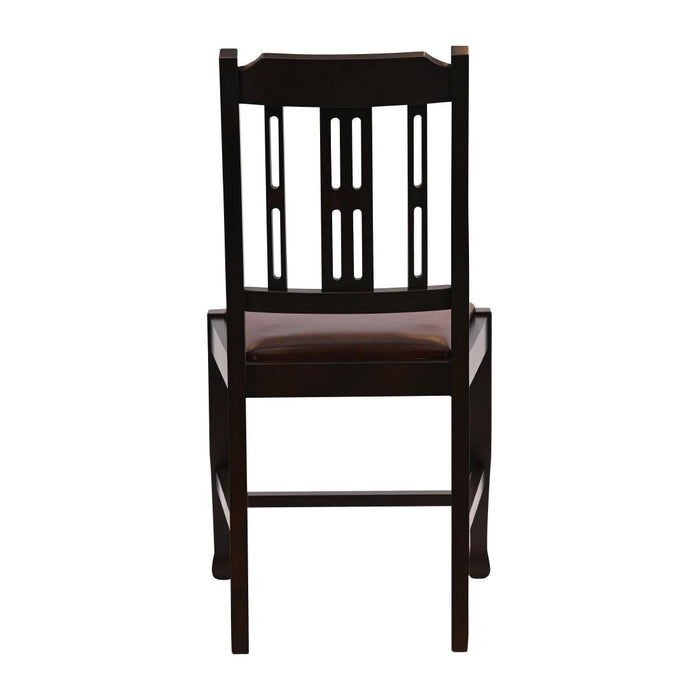 Lattice Back Dining Chair in Dark Walnut with Bison Espresso Seat (6 Pack) Everyday