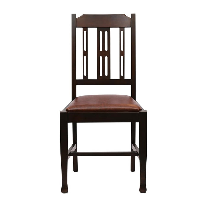 Lattice Back Dining Chair in Dark Walnut with Bison Espresso Seat (6 Pack) Everyday