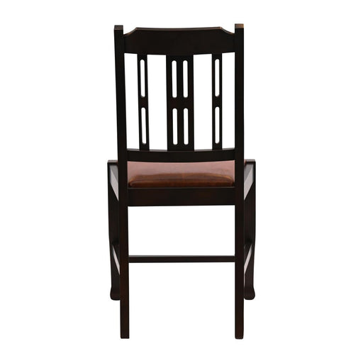 Lattice Back Dining Chair in Dark Walnut with Bison Tan Seat (6 Pack) Everyday