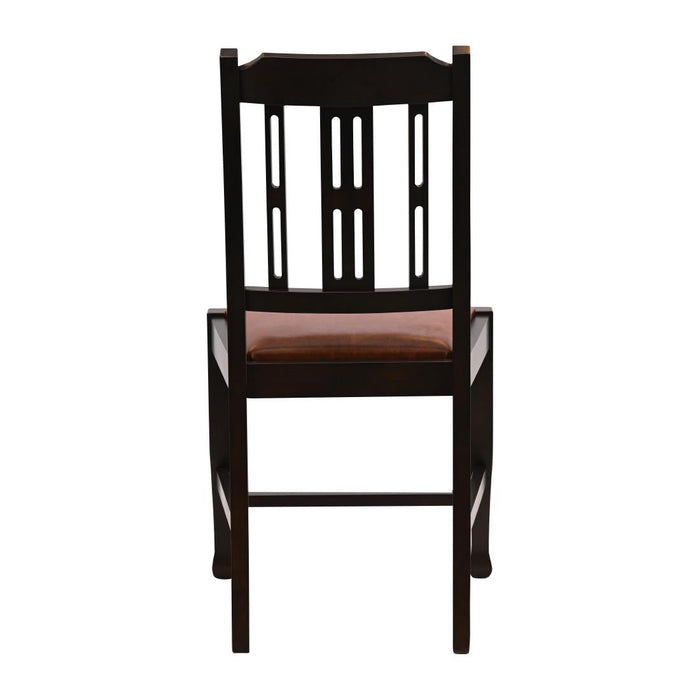 Lattice Back Dining Chair in Dark Walnut with Bison Tan Seat (6 Pack) Everyday