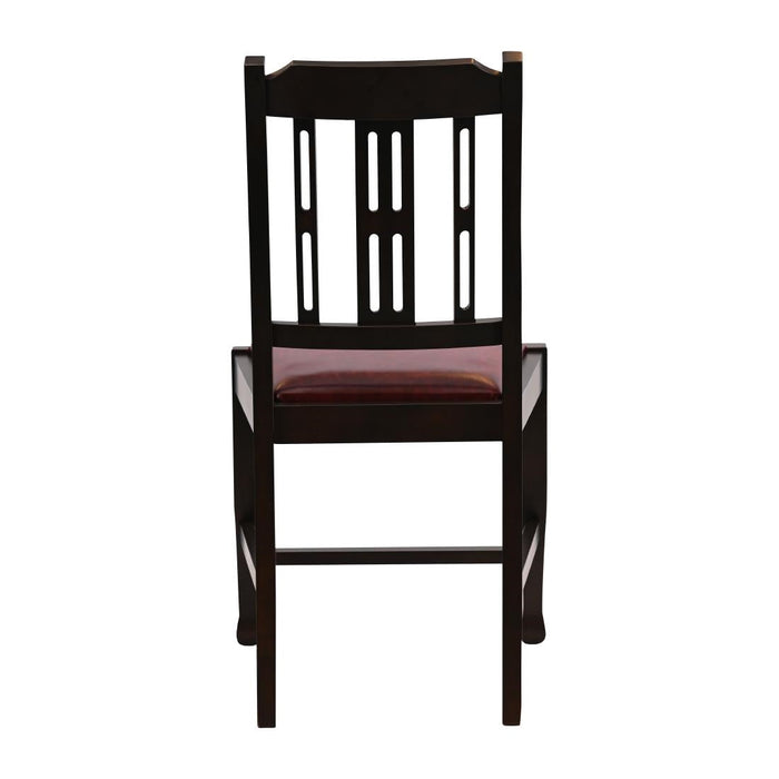 Lattice Back Dining Chair in Dark Walnut with Bison Bordeaux Seat (6 Pack) Everyday