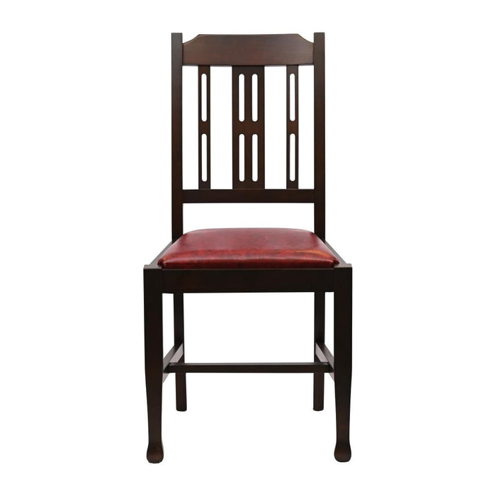 Lattice Back Dining Chair in Dark Walnut with Bison Bordeaux Seat (6 Pack) Everyday