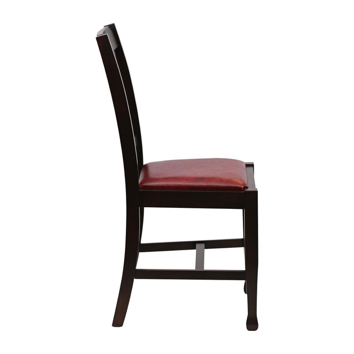Lattice Back Dining Chair in Dark Walnut with Bison Bordeaux Seat (6 Pack) Everyday