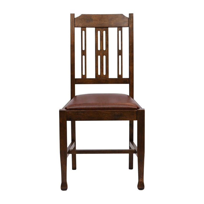 Lattice Back Dining Chair in Vintage Wood with Bison Espresso Seat (6 Pack) Everyday