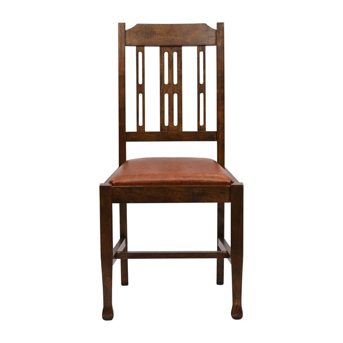 Lattice Back Dining Chair in Vintage Wood with Bison Tan Seat (6 Pack) Everyday