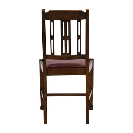 Lattice Back Dining Chair in Vintage Wood with Bison Bordeaux Seat (6 Pack) Everyday
