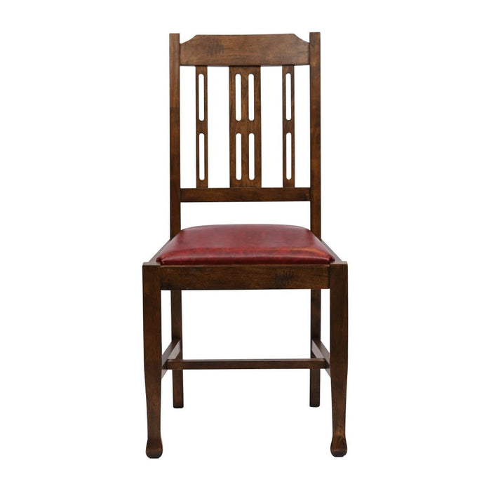 Lattice Back Dining Chair in Vintage Wood with Bison Bordeaux Seat (6 Pack) Everyday