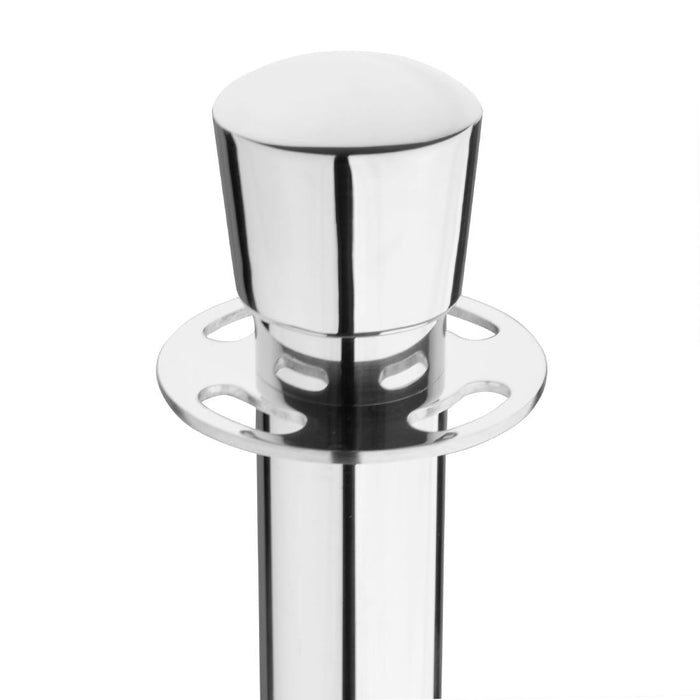 Bolero Flat Base Barrier Banner Posts Polished Stainless Steel (2 Pack) Bolero