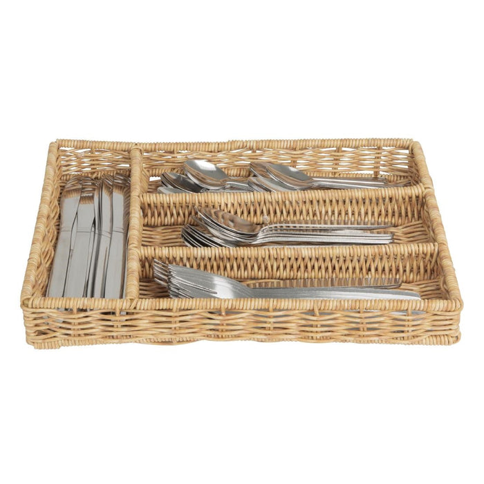 Olympia Polywicker Cutlery Organiser Light Brown 340x250mm Olympia