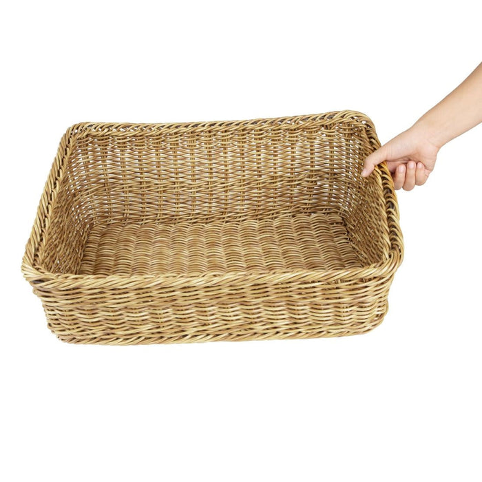 Olympia Polywicker Rectangular Display Basket Light Brown 525x385mm Olympia