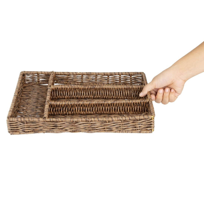 Olympia Polywicker Cutlery Organiser Dark Brown 340x250mm Olympia