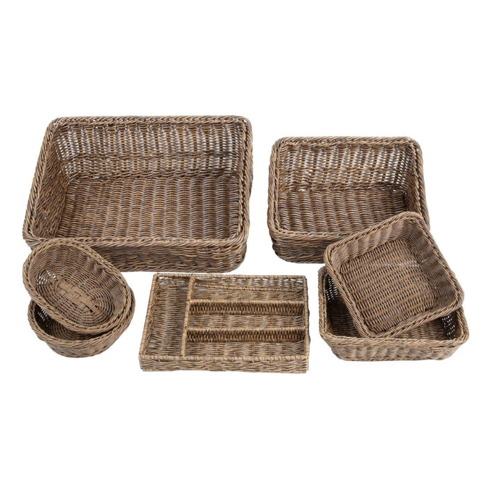 Olympia Polywicker Round Basket Dark Brown 220mm Olympia