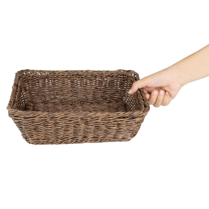 Olympia Polywicker Rectangular Basket Dark Brown 300x230mm Olympia