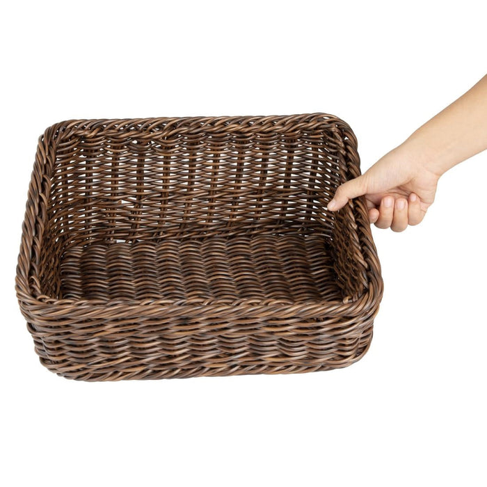 Olympia Polywicker Rectangular Display Basket Dark Brown 360x300mm Olympia