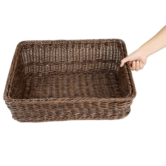 Olympia Polywicker Rectangular Display Basket Dark Brown 525x385mm Olympia