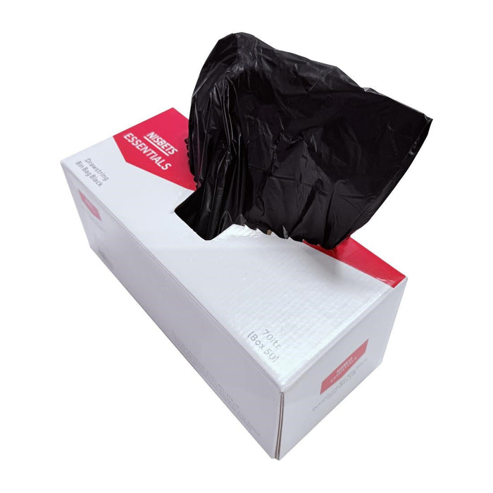 Nisbets Essentials Medium Duty Bin Bags Black 70Ltr (50 Pack) Nisbets Essentials