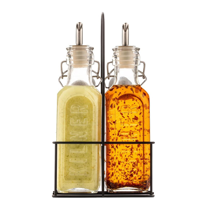 Kilner Oil Bottles and Metal Rack 300ml (2 Pack) Kilner