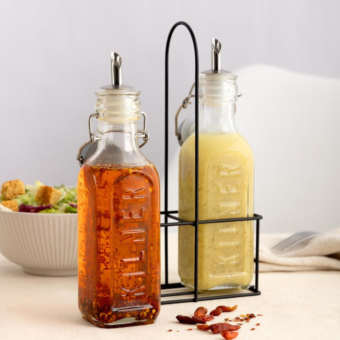 Kilner Oil Bottles and Metal Rack 300ml (2 Pack) Kilner