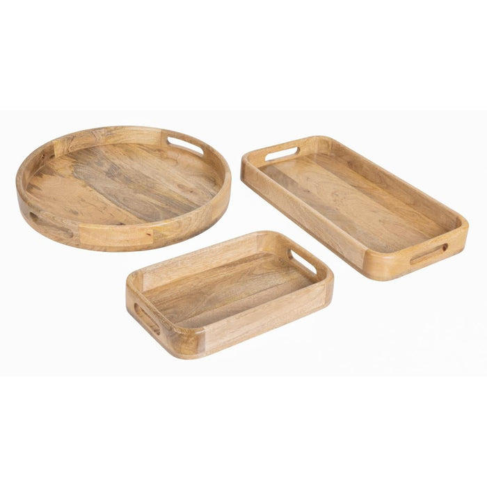 Olympia Mango Wood Round Deep Sided Tray 400mm Olympia