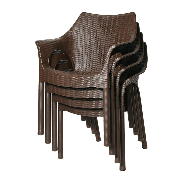 Bolero Elements Polypropylene Armchairs Dark Brown (4 Pack) Bolero