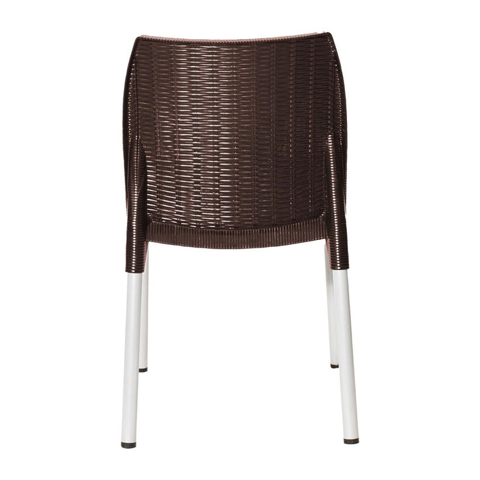 Bolero Elements Polypropylene Rattan Side Chairs Dark Brown (4 Pack) Bolero