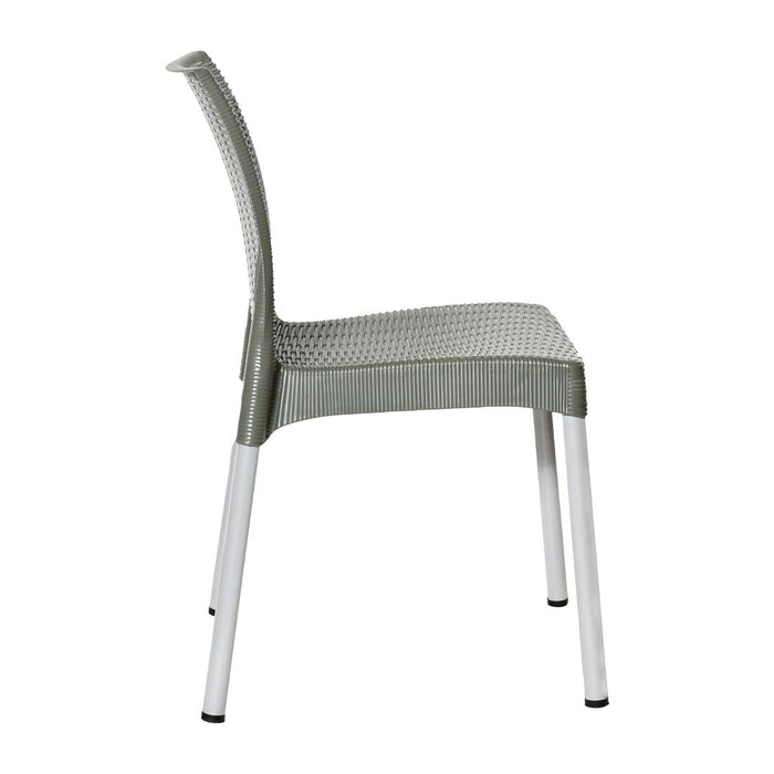 Bolero Elements Polypropylene Rattan Side Chairs Olive Green (4 Pack) Bolero