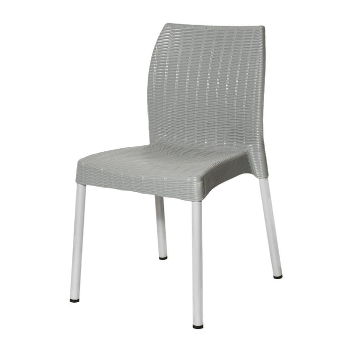 Bolero Elements Polypropylene Rattan Side Chairs Grey (4 Pack) Bolero