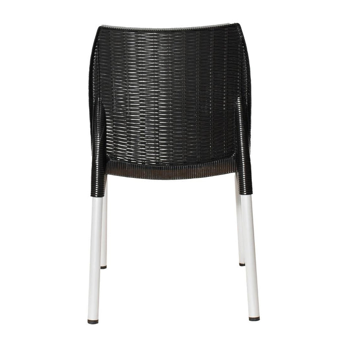 Bolero Elements Polypropylene Rattan Side Chairs Black (4 Pack) Bolero