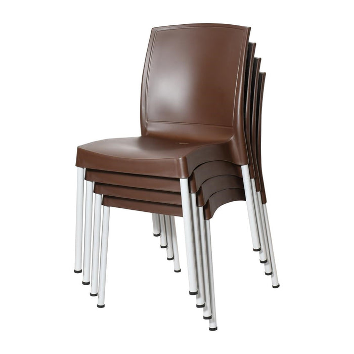 Bolero Elements Polypropylene Plain Side Chairs Dark Brown (4 Pack) Bolero