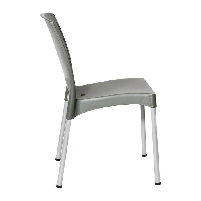 Bolero Elements Polypropylene Plain Side Chairs Olive Green (4 Pack) Bolero