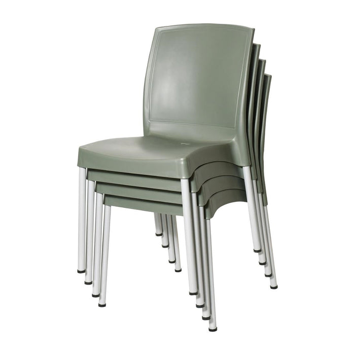 Bolero Elements Polypropylene Plain Side Chairs Olive Green (4 Pack) Bolero