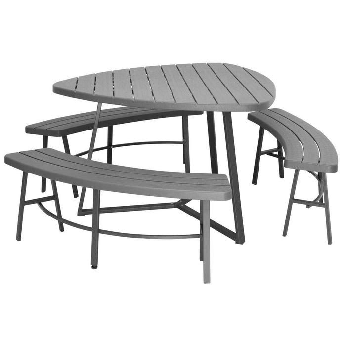 Includes 1x Heart-Shaped Table and 3x Benches