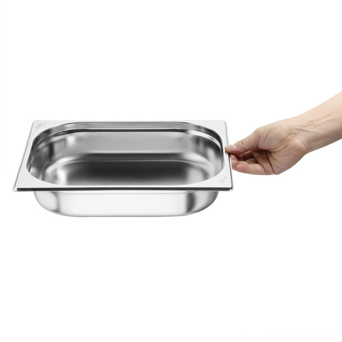 Nisbets Essentials Stainless Steel 1/2 Gastronorm Tray 65mm (Pack 3) Nisbets Essentials