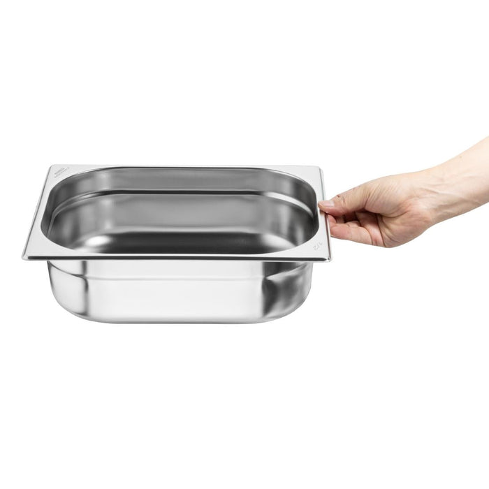 Nisbets Essentials Stainless Steel 1/2  Gastronorm Tray 100mm (Pack 3) Nisbets Essentials