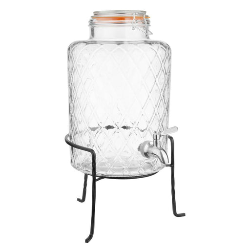 Olympia Geo Glass Clip-Top Drinks Dispenser with Wire Stand 8Ltr Olympia