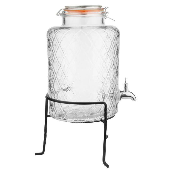 Olympia Geo Glass Clip-Top Drinks Dispenser with Wire Stand 8Ltr Olympia