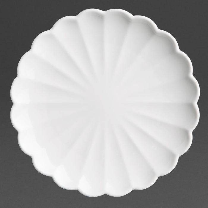 Olympia Bloom Scalloped Plates White 175mm (6 Pack) Olympia