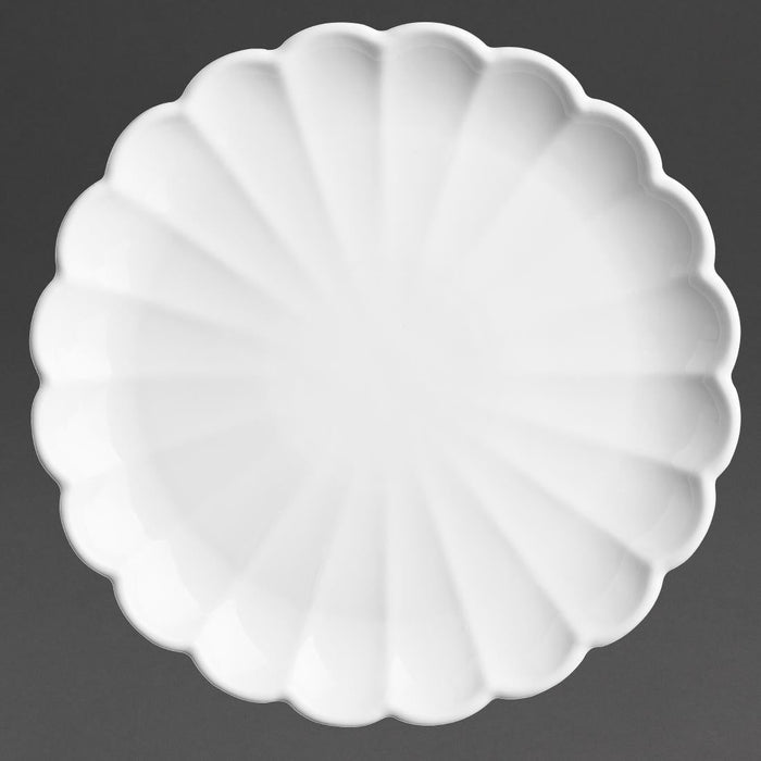 Olympia Bloom Scalloped Plates White 226mm (6 Pack) Olympia