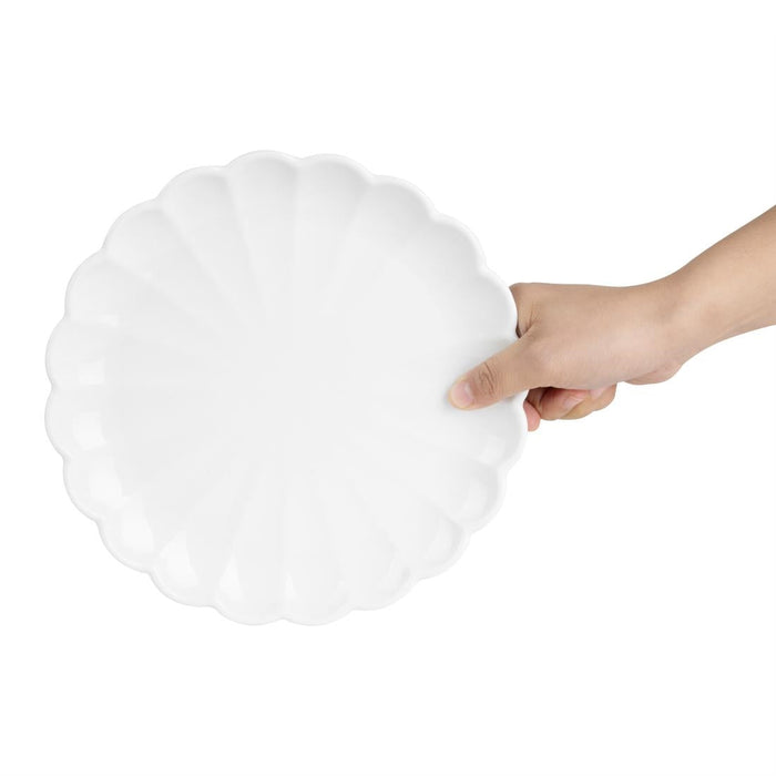 Olympia Bloom Scalloped Plates White 226mm (6 Pack) Olympia