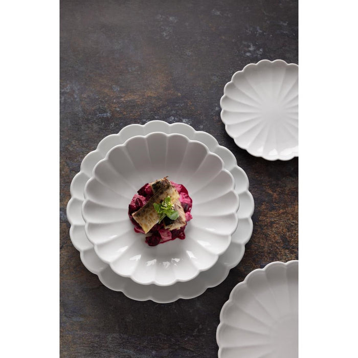 Olympia Bloom Scalloped Bowls White 230mm (6 Pack) Olympia